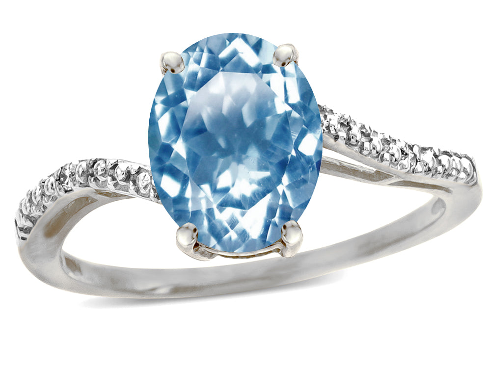 Tommaso Design Oval 10x8mm Simulated Aquamarine Ring