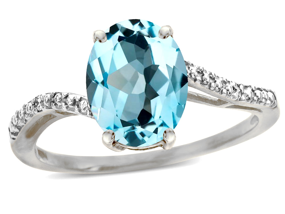 Star K Big Stone Oval 10x8 Sky Blue Topaz Bypass solitaire engagement promise ring