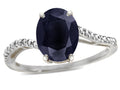 Star K Big Stone Oval 10x8 Genuine Black Sapphire Bypass solitaire engagement promise ring