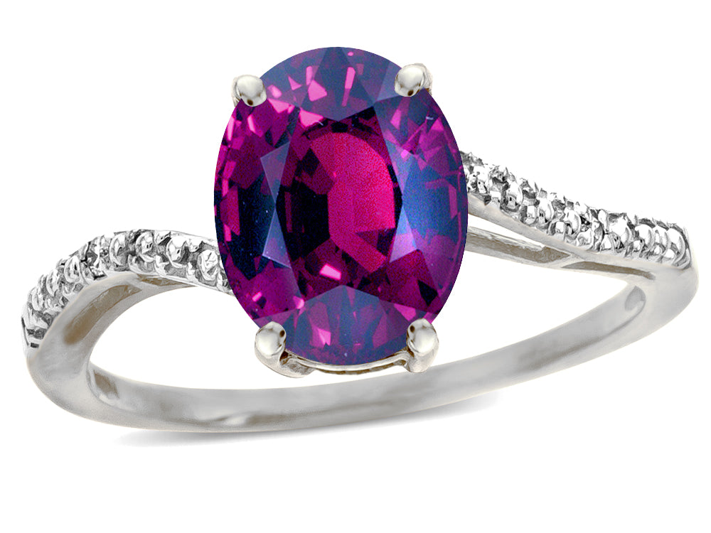 Star K Big Stone Oval 10x8 Rhodolite Bypass solitaire engagement promise ring