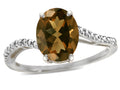 Star K Big Stone Oval 10x8 Genuine Smoky Quartz Bypass solitaire engagement promise ring