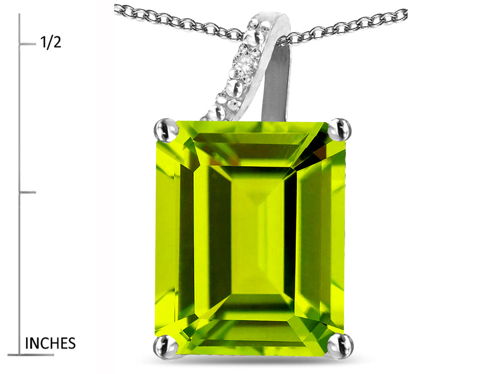 Original Star K Large 10x8 Octagon Emerald Cut Genuine Peridot Pendant Necklace