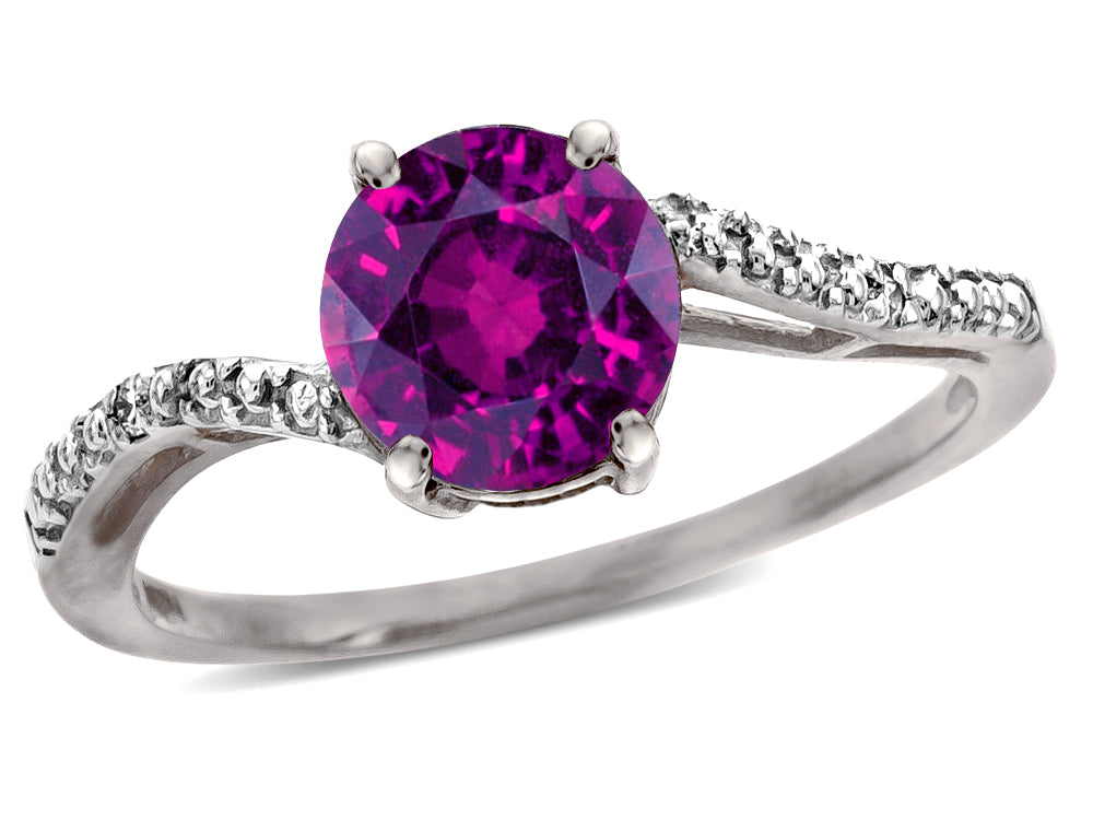 Star K  Round 7mm Rhodolite Bypass solitaire engagement promise ring