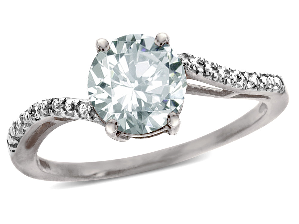Star K  Round 7mm White Topaz Bypass solitaire engagement promise ring