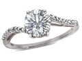 Star K  Round 7mm White Sapphire Bypass solitaire engagement promise ring