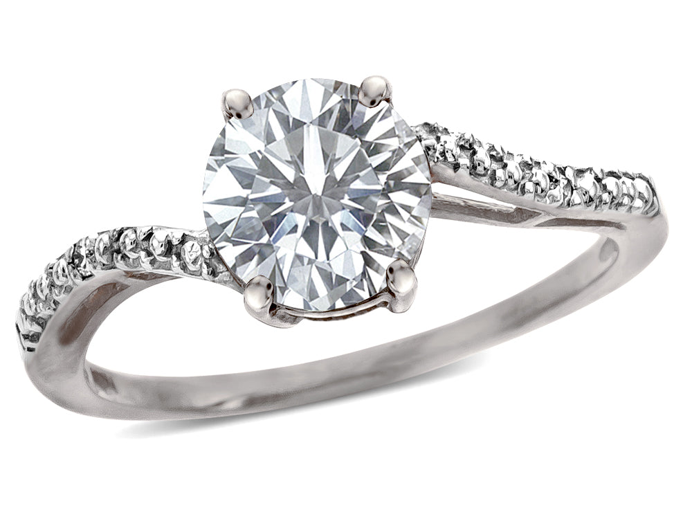 Star K  Round 7mm White Sapphire Bypass solitaire engagement promise ring