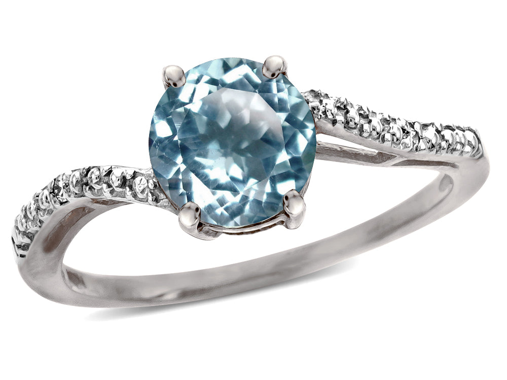 Star K  Round 7mm Sky Blue Topaz Bypass engagement promise solitaire ring