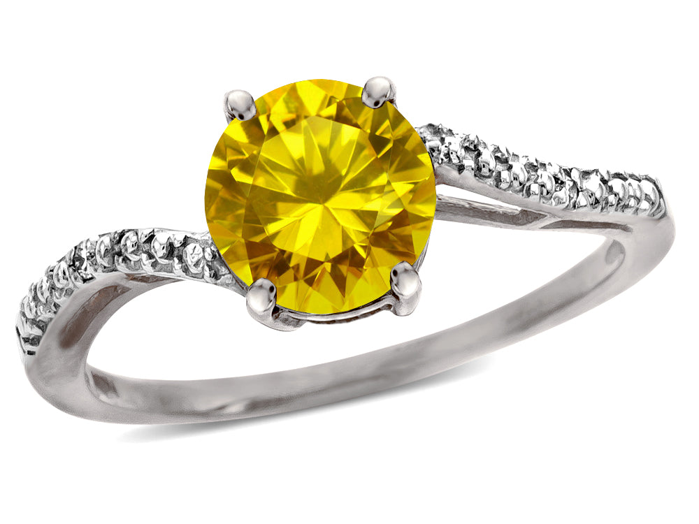 Star K  Round 7mm Citrine Bypass engagement promise solitaire ring