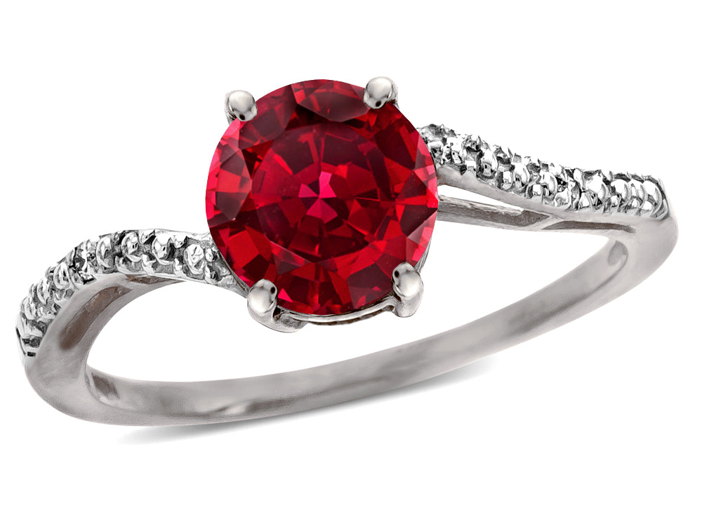 Star K  Round 7mm Created Ruby Bypass engagement promise solitaire ring
