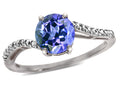 Star K  Round 7mm Simulated Tanzanite Bypass engagement promise solitaire ring