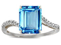 Star K  Big Stone Octagon Emerald Cut 10x8 Blue Topaz Bypass solitaire ring
