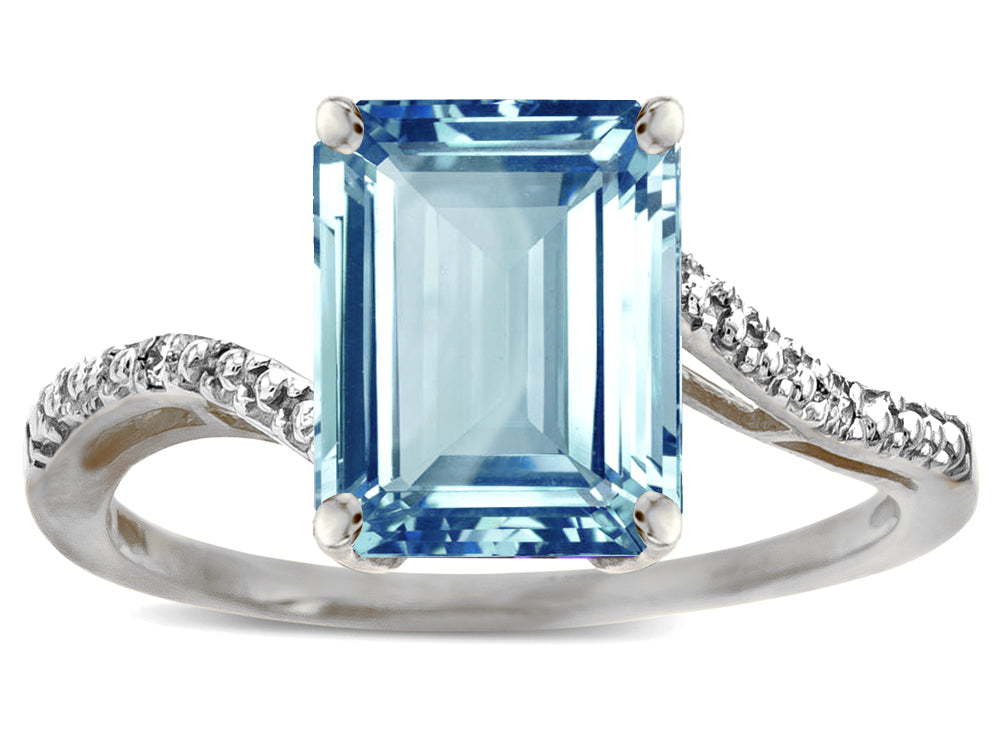 Star K  Big Stone Octagon Emerald Cut 10x8 Sky Blue Topaz Bypass solitaire ring