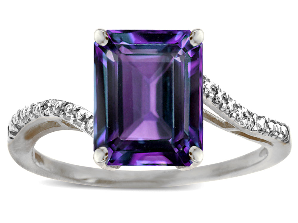 Star K  Big Stone Octagon Emerald Cut 10x8 Simulated Alexandrite Bypass solitaire ring