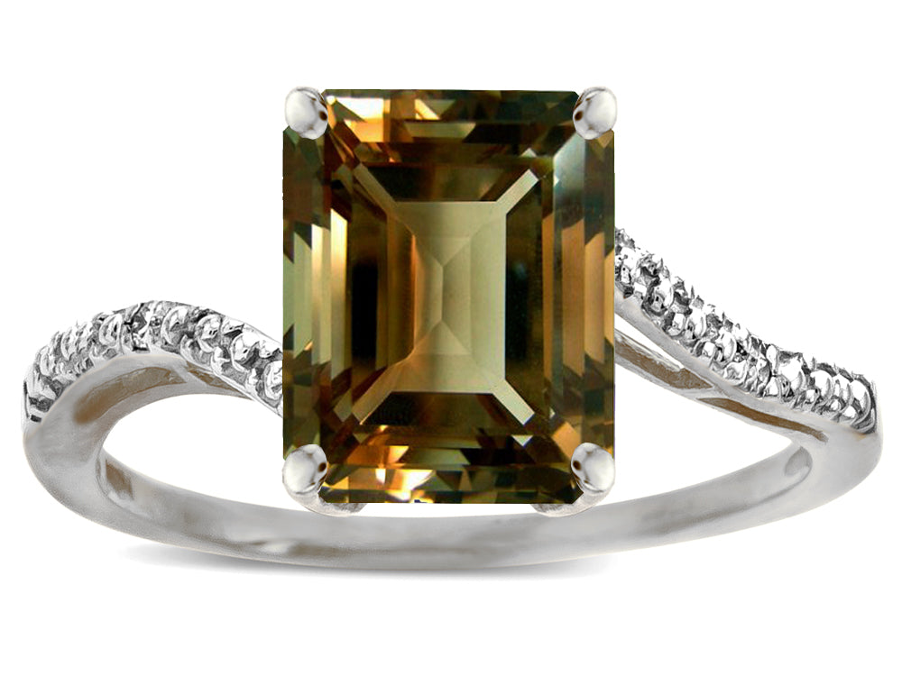 Star K  Big Stone Octagon Emerald Cut 10x8 Smoky Quartz Bypass solitaire ring