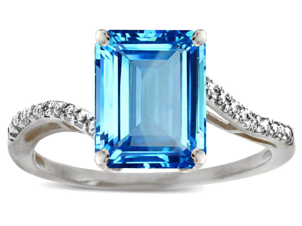 Star K  Octagon Emerald Cut Big Stone 10x8 Blue Topaz Bypass solitaire ring