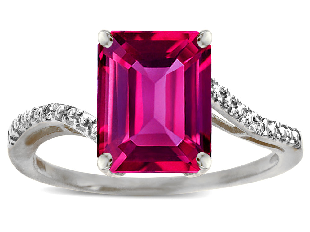 Star K  Octagon Emerald Cut Big Stone 10x8 Simulated Pink Tourmaline Bypass solitaire ring
