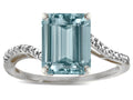 Star K  Octagon Emerald Cut Big Stone 10x8 Simulated Aquamarine Bypass solitaire ring