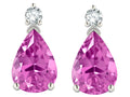 Star K  8x6mm Pear Shape Created Pink Sapphire Classic Drop Earring Studs