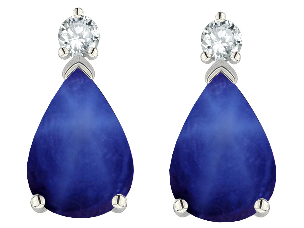 Star K  8x6mm Pear Shape Created Star Sapphire Classic Drop Earring Studs