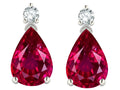 Star K  8x6mm Pear Shape Created Ruby Classic Drop Earring Studs