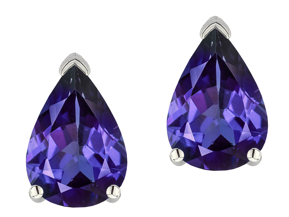 Star K  8x6mm Pear Shape Genuine Iolite Classic Solitaire Drop Earring Studs
