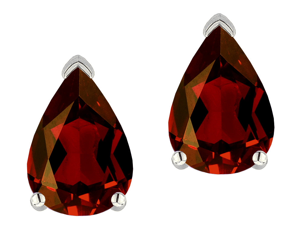 Star K  8x6mm Pear Shape Genuine Garnet Classic Solitaire Drop Earring Studs