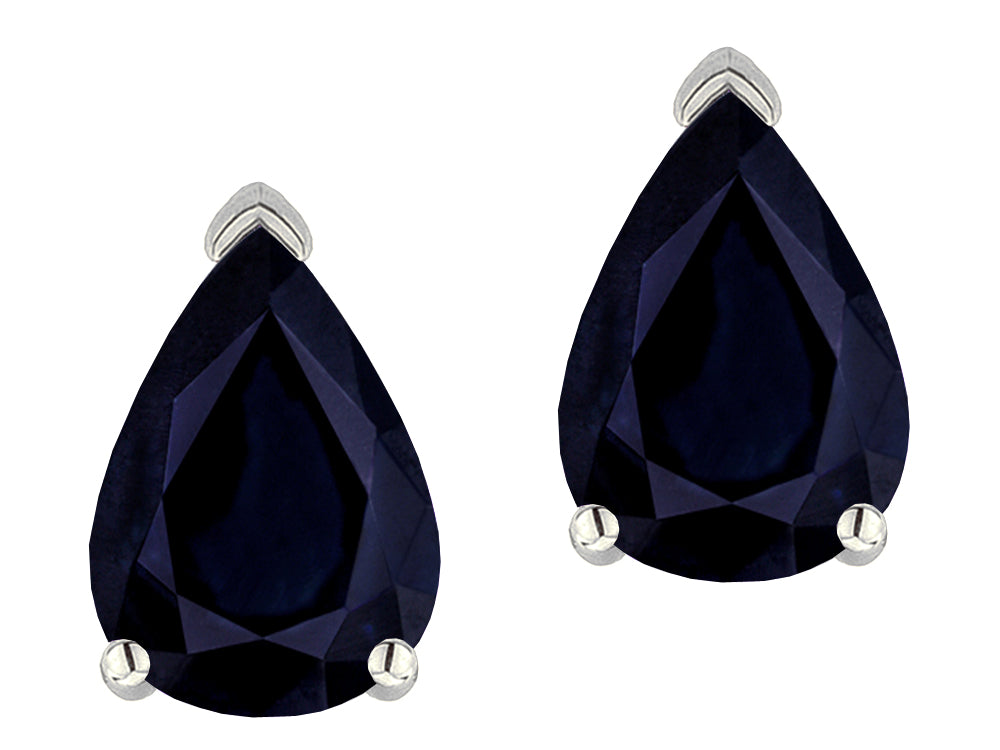 Star K  8x6mm Pear Shape Genuine Black Sapphire Classic Solitaire Drop Earring Studs