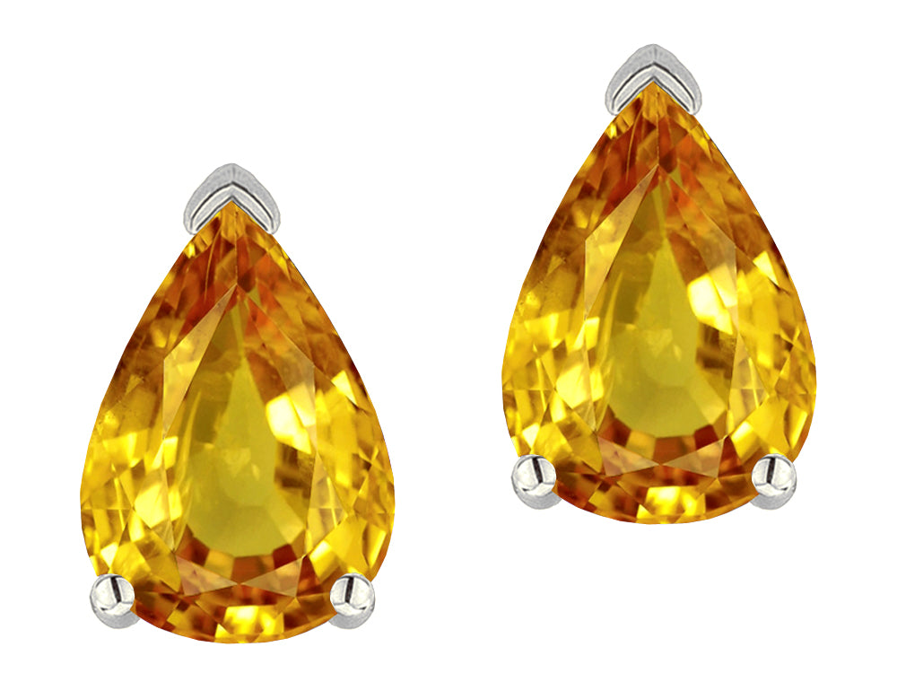 Star K  8x6mm Pear Shape Genuine Citrine Classic Solitaire Drop Earring Studs