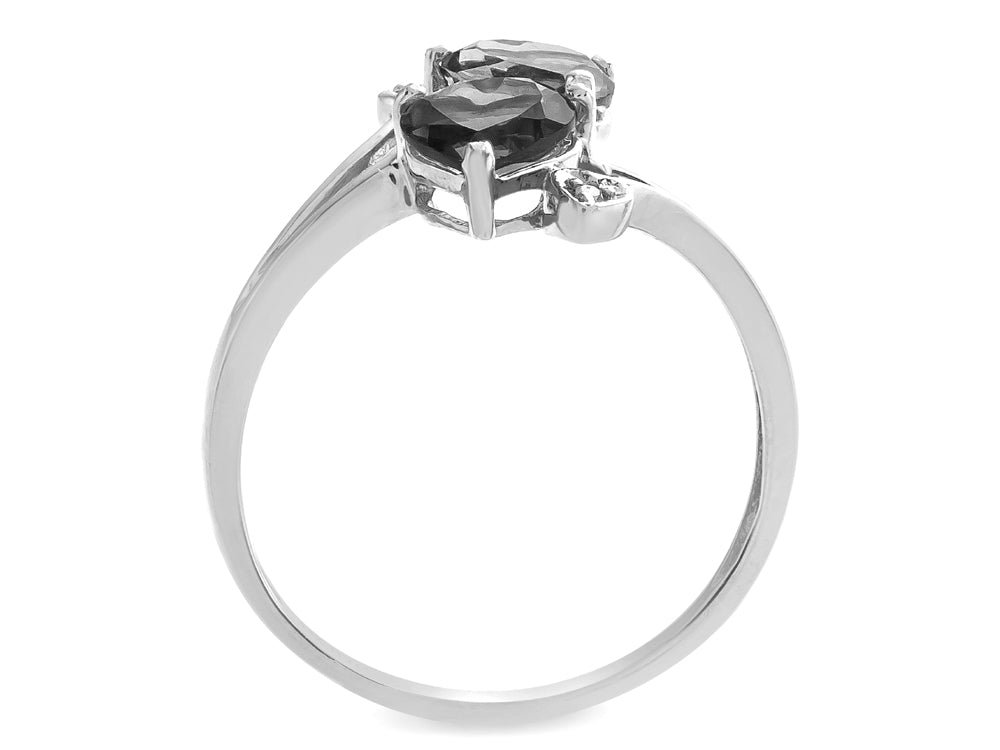 Star K  6mm Genuine Aquamarine Two Double Hearts Bypass Promise Ring