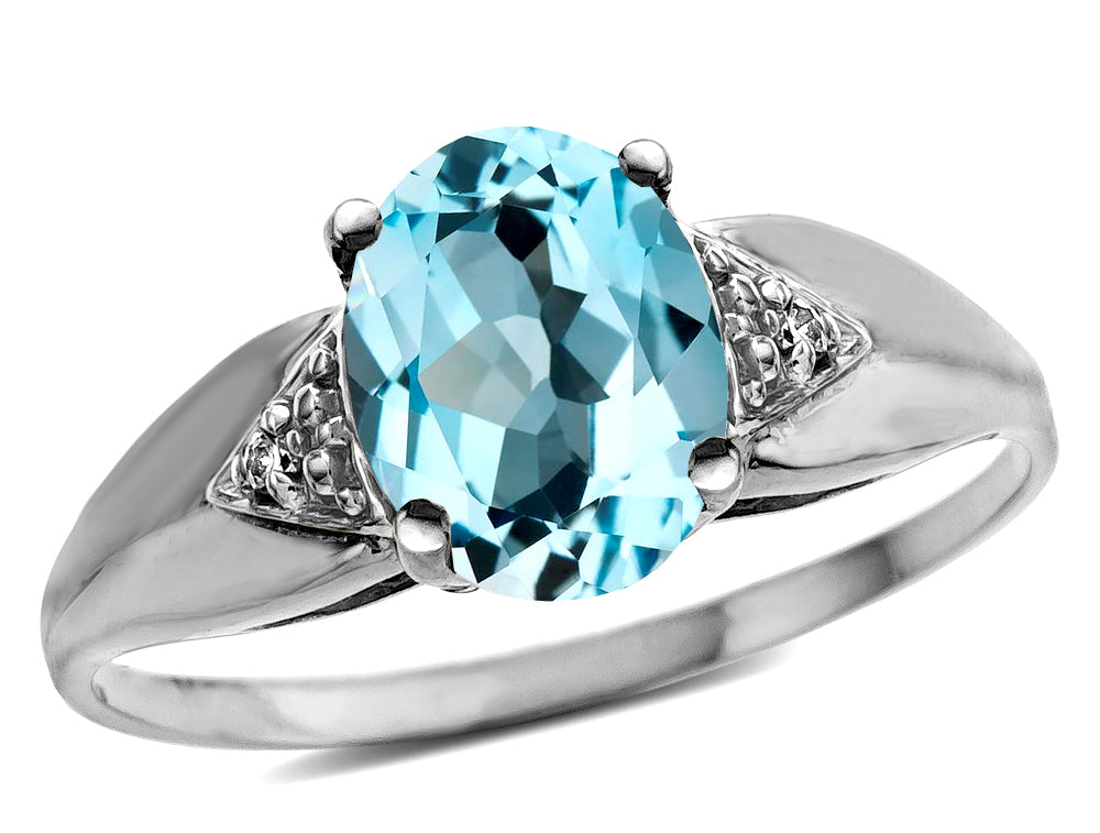 Star K  Oval 9x7 Genuine Sky Blue Topaz trillion miracle setting wide band Ring