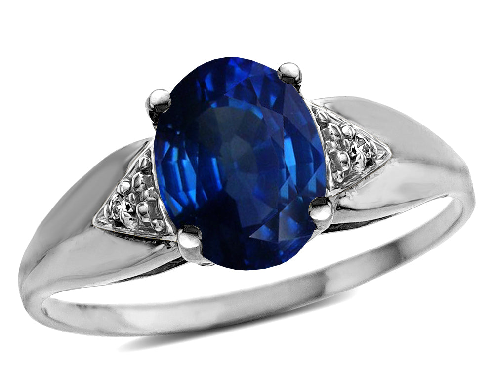 Star K  Oval 9x7 Created Sapphire trillion miracle setting wide band Ring