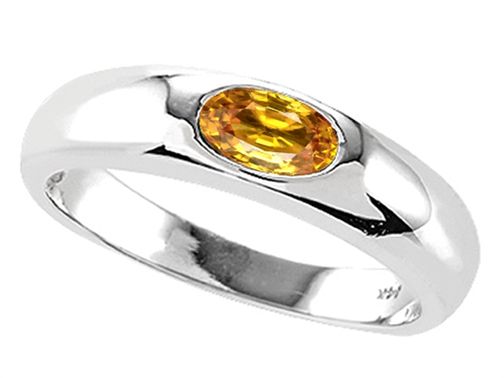 Tommaso Design Oval 6x4mm Genuine Citrine Birthstone Wedding Band