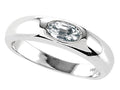 Tommaso Design Oval 6x4mm Genuine White Topaz Birthstone Wedding Band
