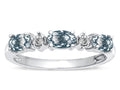 Star K  Oval 5x3 Genuine Aquamarine three stone oval band