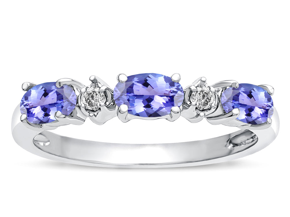 Star K  Oval 5x3 Genuine Tanzanite three stone oval band