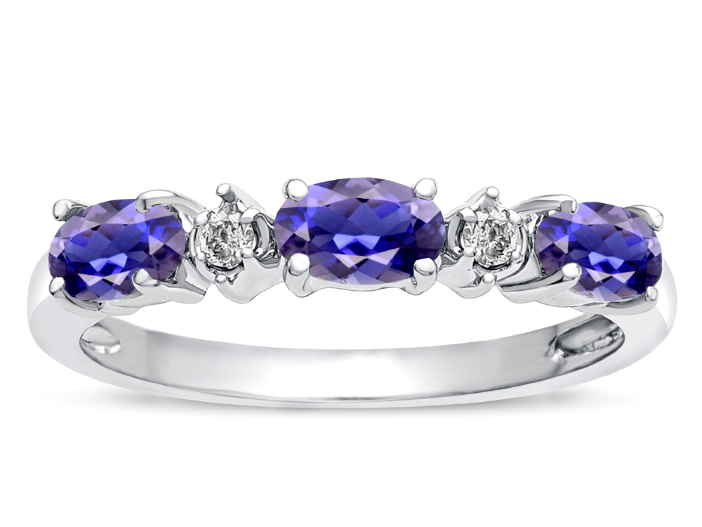 Star K  Oval 5x3 Genuine Iolite three stone oval band