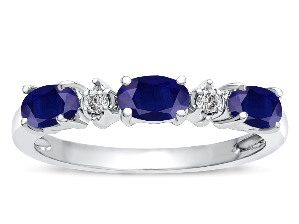 Star K  Oval 5x3 Genuine Sapphire three stone oval band