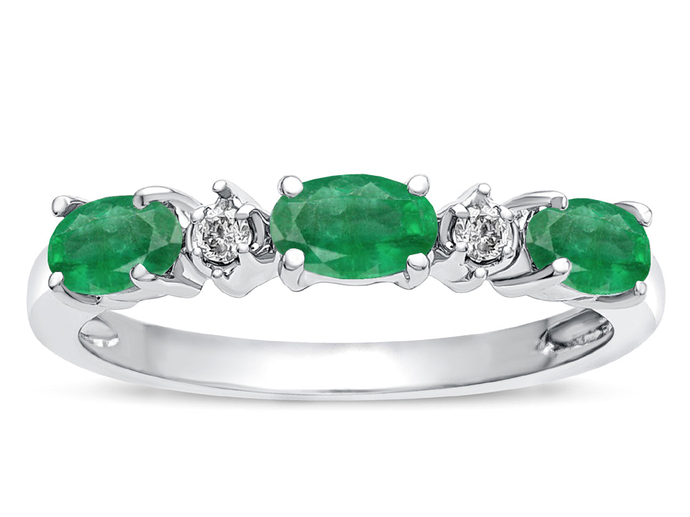 Star K  Oval 5x3 Genuine Emerald three stone oval band