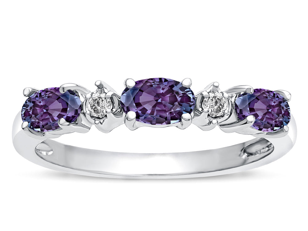 Star K  Oval 5x3 Simulated Alexandrite three stone oval band