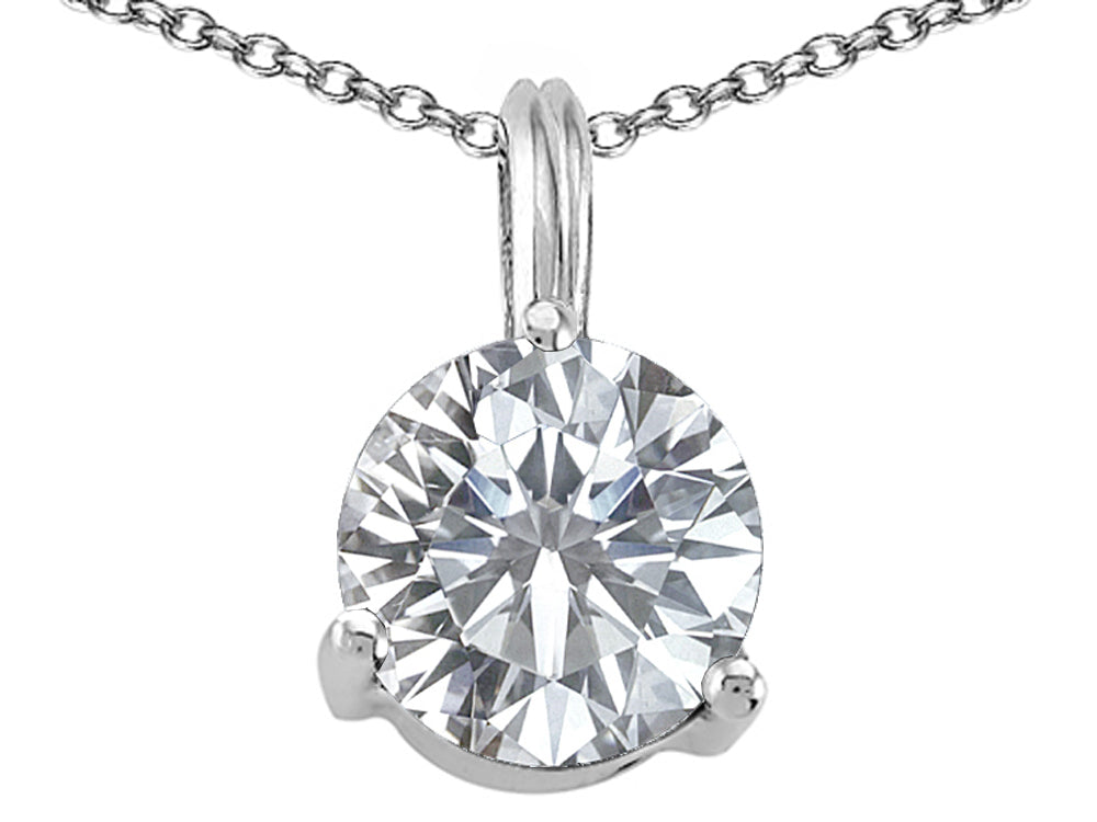 Tommaso Design Round 7mm Genuine White Topaz Pendant Necklace