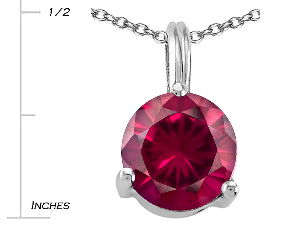Tommaso Design Round 7mm Created Ruby Pendant Necklace