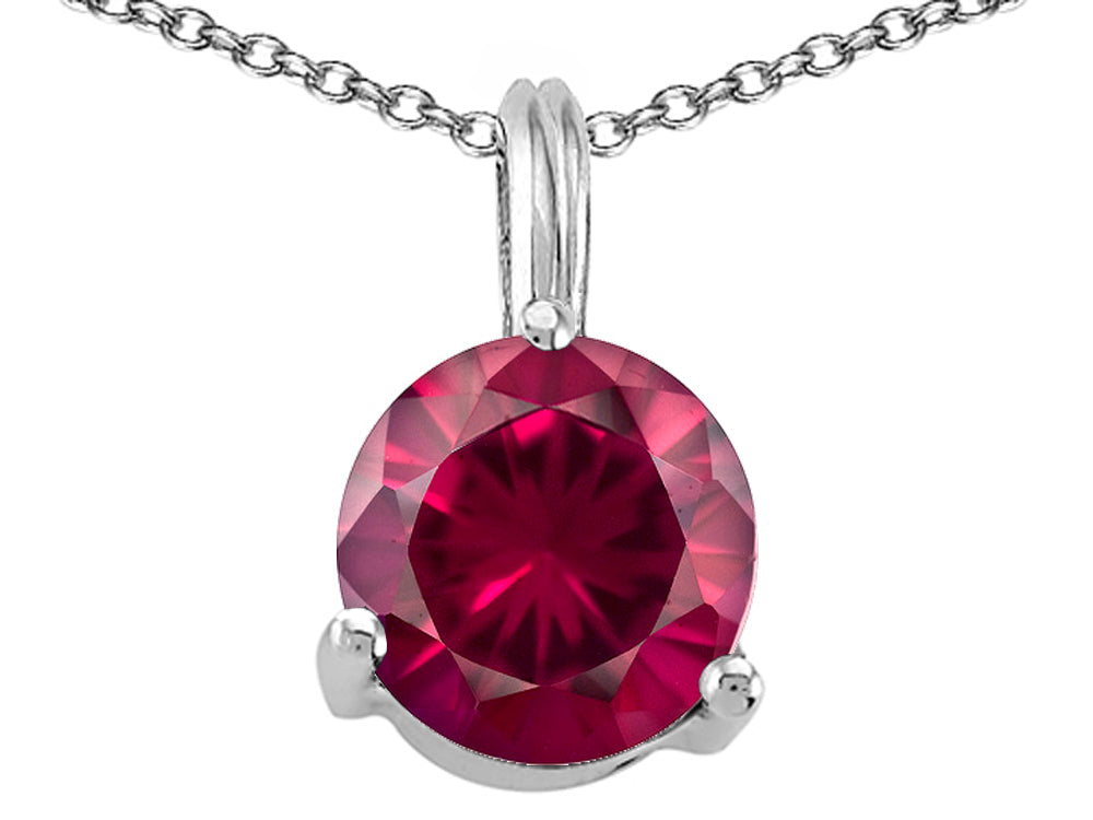 Tommaso Design Round 7mm Created Ruby Pendant Necklace