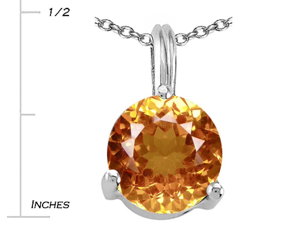 Tommaso Design Round 7mm Genuine Citrine Pendant Necklace