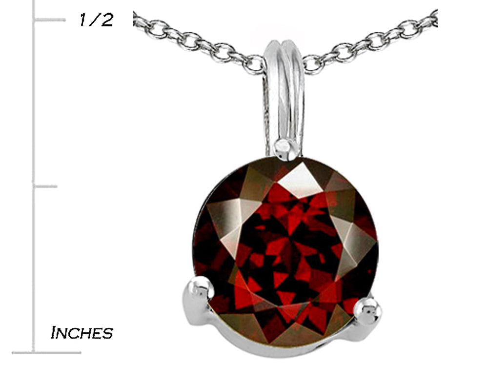 Tommaso Design Round 7mm Genuine Garnet Pendant Necklace