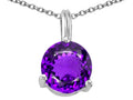 Tommaso Design Round 7mm Genuine Amethyst Pendant Necklace