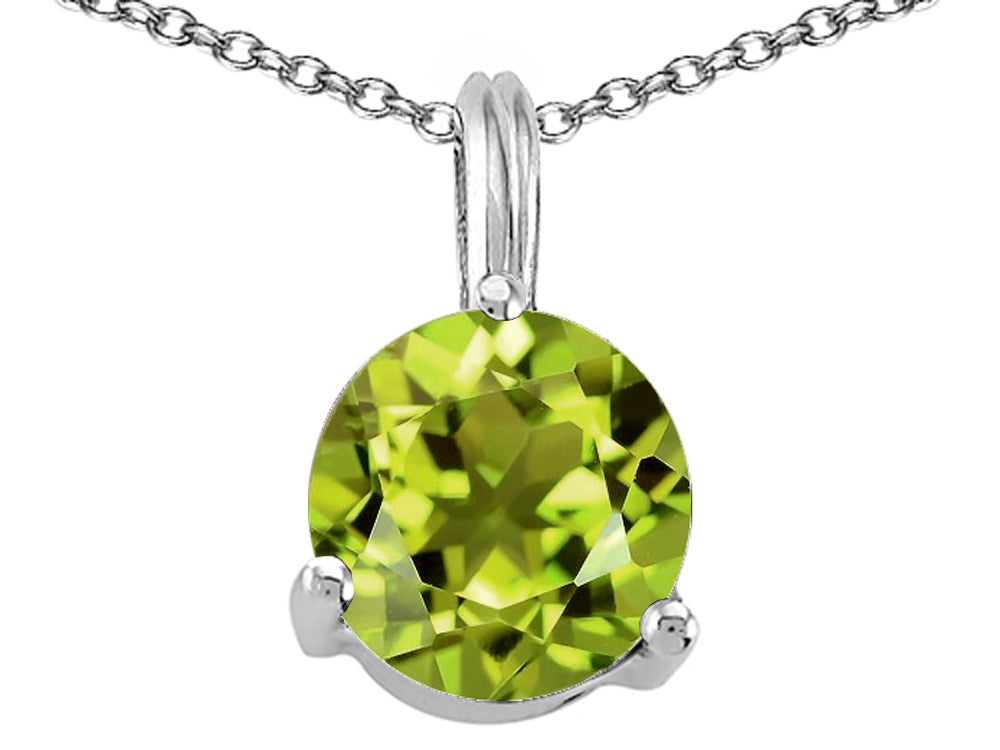 Tommaso Design Round 7mm Genuine Peridot Pendant Necklace