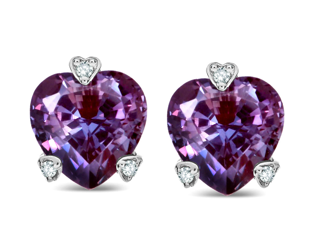 Tommaso Design Heart Shape 6mm Simulated Alexandrite Love Earrings Studs