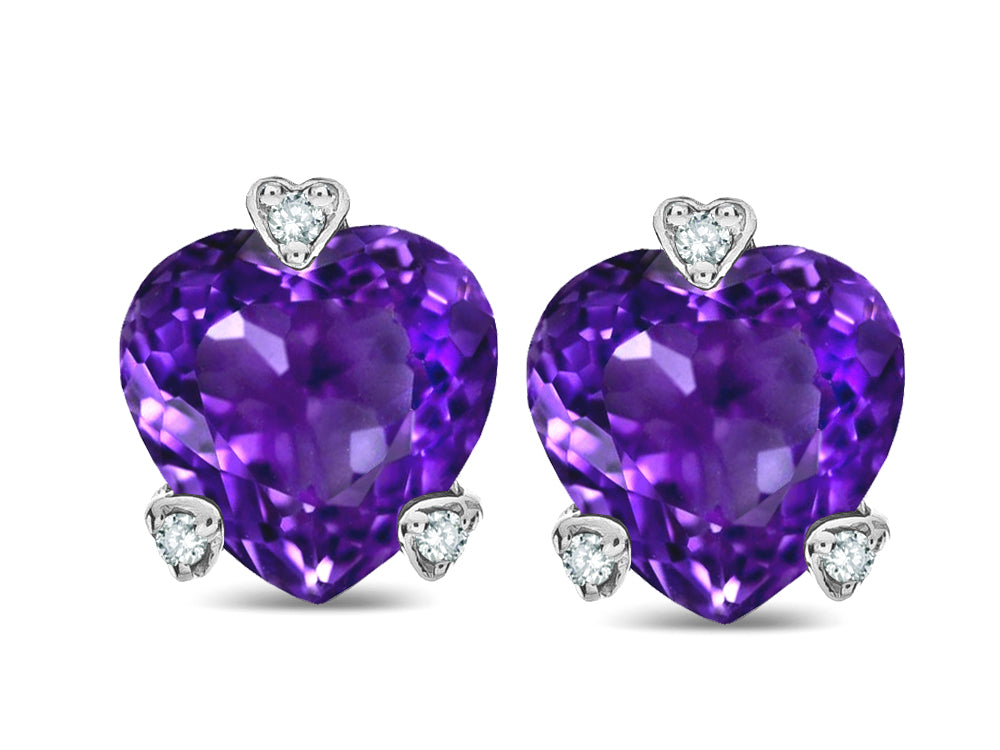 Tommaso Design Heart Shape 6mm Genuine Amethyst Love Earrings Studs