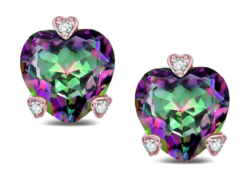 Tommaso Design Heart Shape 6mm Rainbow Mystic Topaz Love Earrings Studs