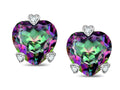 Tommaso Design Heart Shape 6mm Rainbow Mystic Topaz Love Earrings Studs